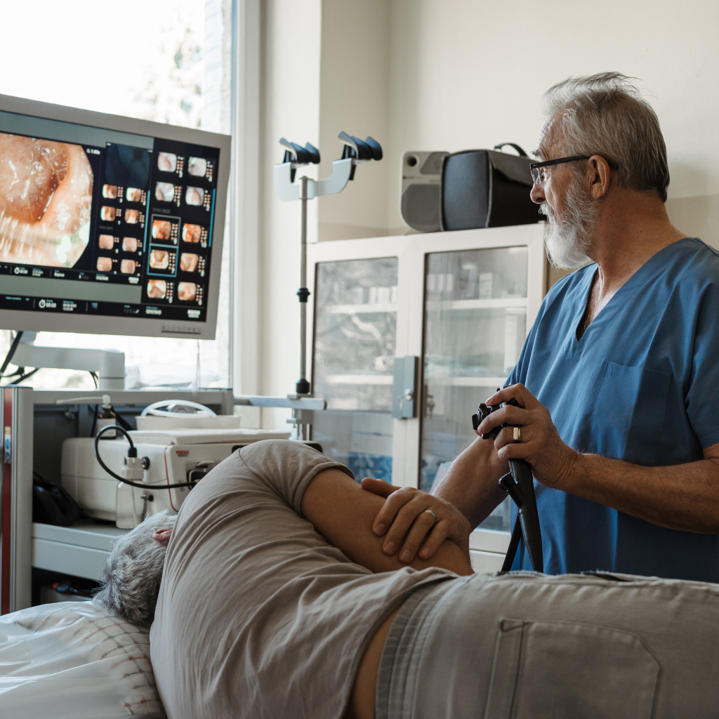 A patient undergoing an gastroscopy